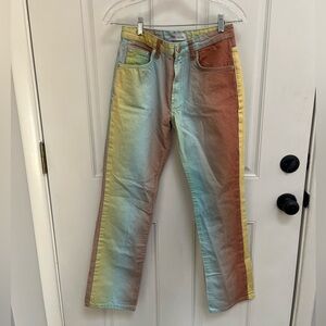 Zara heatwave straight leg high rise tie dye multicolor pant fun summer size 4